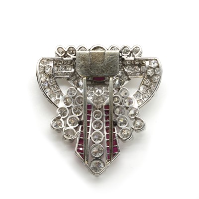 Lot 46 - An Art Deco diamond and ruby brooch, c.1930
