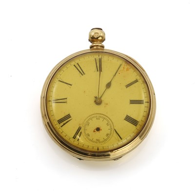 Lot 542 - An 18ct gold key wind open faced pocket watch