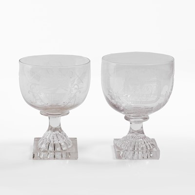 Lot 24 - A near pair of glass rummers