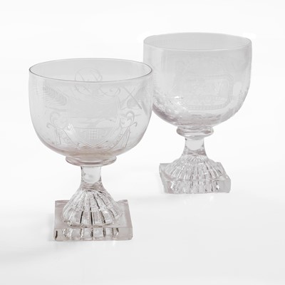 Lot 24 - A near pair of glass rummers