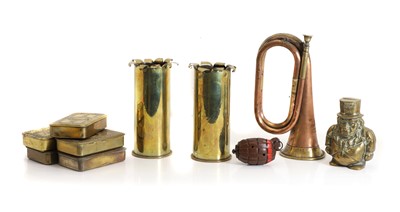 Lot 376 - A collection of brass militaria