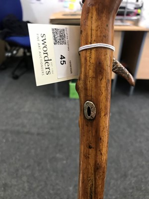 Lot 45 - A carved oak lizard handle cane