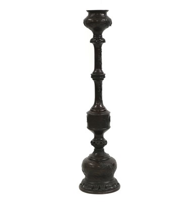 Lot 150 - A large bronze Japanese oil lamp