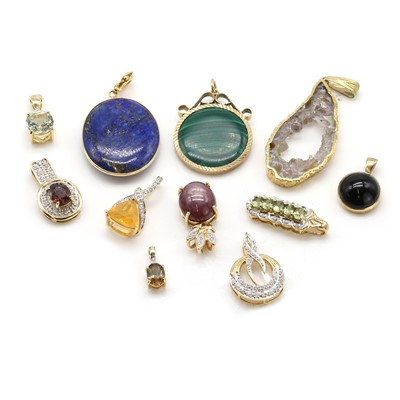 Lot 385 - A group of gemstone set pendants