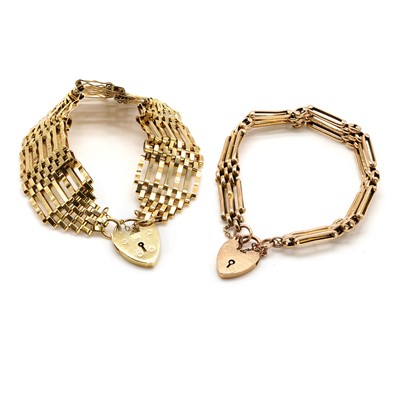 Lot 317 - Two 9ct gold gate bracelets