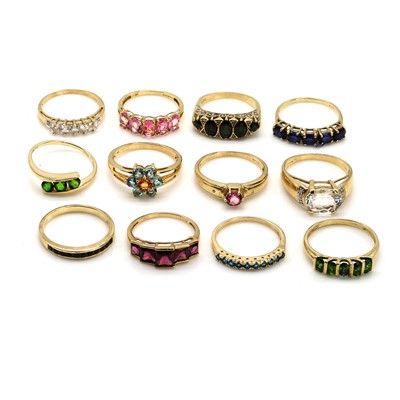 Lot 404 - A collection of gold gemstone set rings