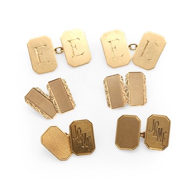 Lot 237 - A small group of 9ct gold cufflinks