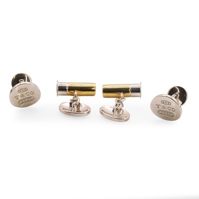 Lot 238 - A pair of silver cufflinks, by Tiffany & Co, and a pair of silver cufflinks, by Murray-Ward
