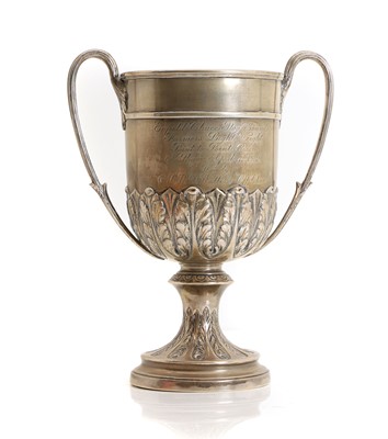 Lot 50 - A silver twin handled trophy cup