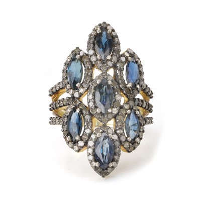 Lot 275 - A silver gilt sapphire and diamond dress ring