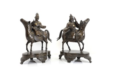 Lot 140 - A pair of Japanese bronze groups