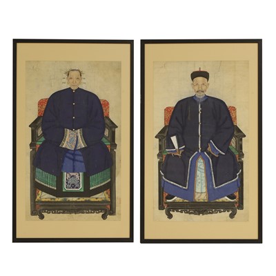 Lot 165 - A pair of Chinese ancestor portraits