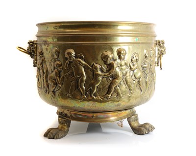 Lot 449 - A large brass wine cooler