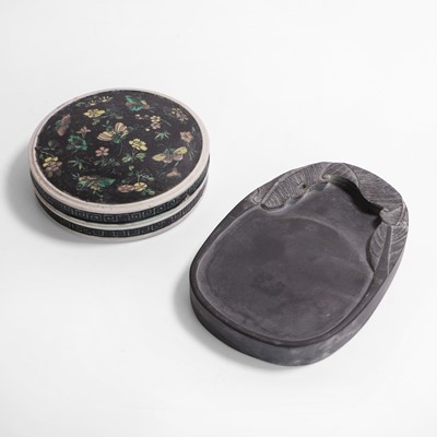 Lot 15 - A Chinese famille noire ink box and cover