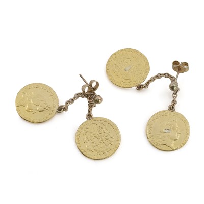 Lot 492 - A pair of gold coin earrings