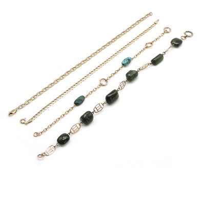 Lot 397 - A group of gold bracelets