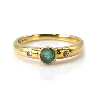 Lot 182 - An 18ct gold emerald and diamond ring
