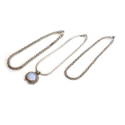 Lot 454 - A group of three silver necklaces