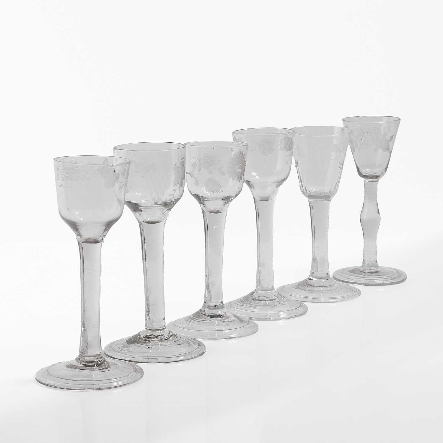 Lot 7 - A group of plain stem wine glasses