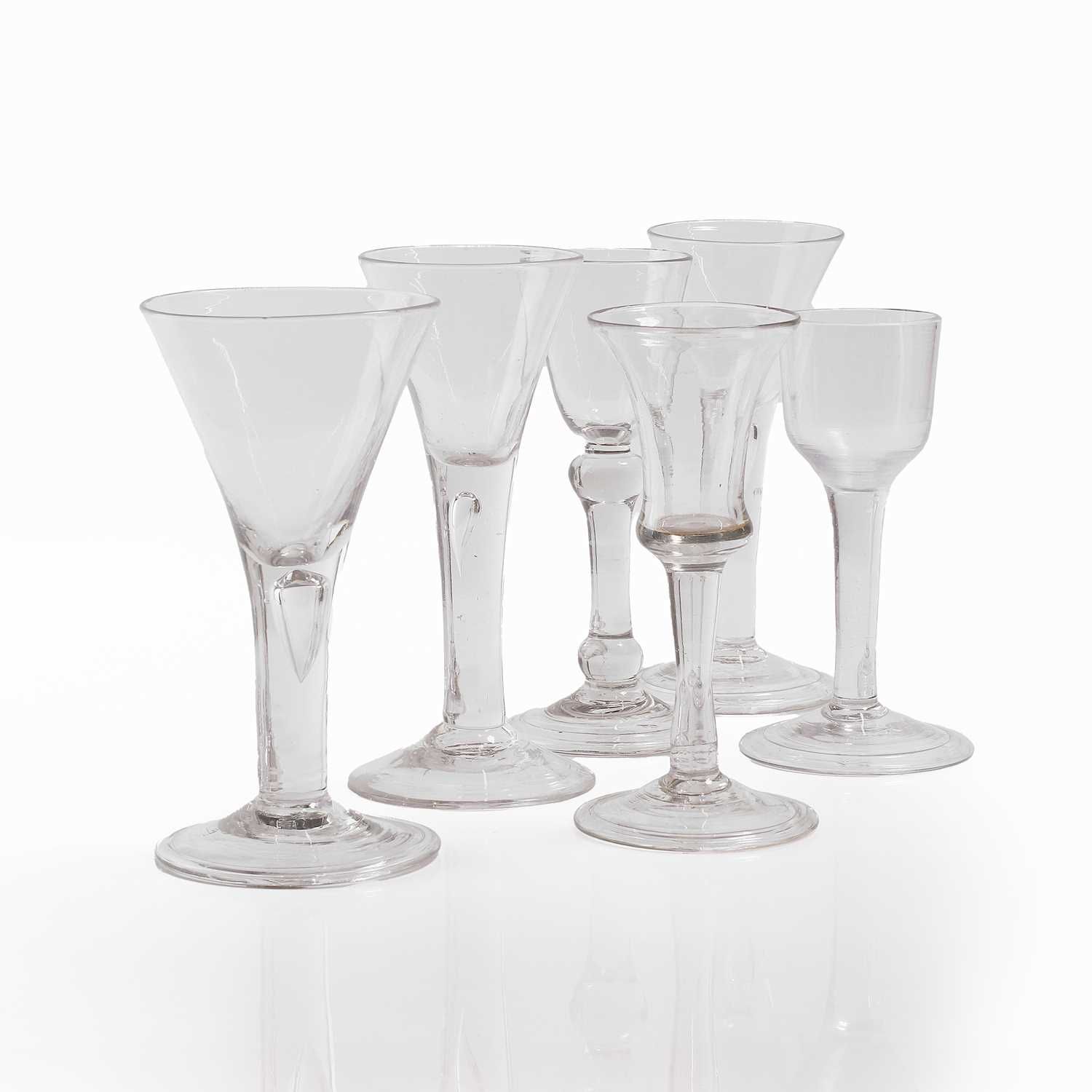 Lot 5 - A group of plain stem wine glasses