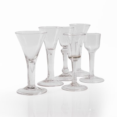 Lot 5 - A group of plain stem wine glasses