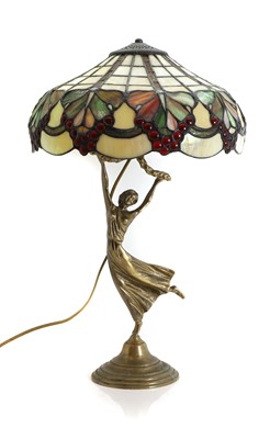 Lot 340 - A Tiffany style glass lamp