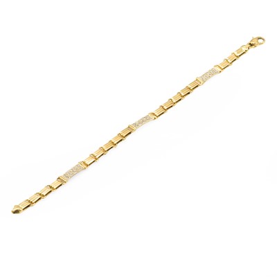 Lot 231 - An 18ct gold diamond set panel bracelet