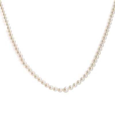 Lot 188 - A single row graduated cultured pearl necklace, by Mikimoto