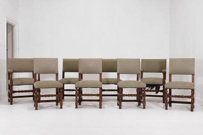 Lot 236 - A set of eight Charles II-style oak dining chairs