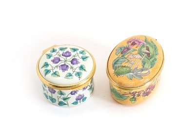 Lot 149 - A Moorcroft orange enamel oval trinket box