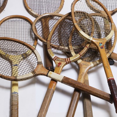 Lot 223 - Eleven early tennis rackets