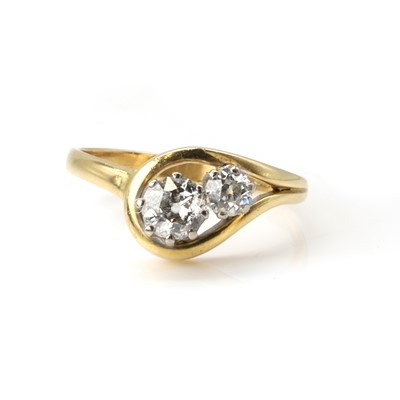 Lot 226 - An 18ct gold diamond two stone ring