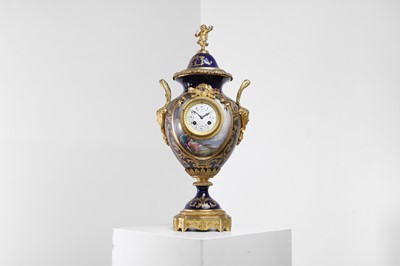 Lot 363 - An ormolu-mounted porcelain mantel clock