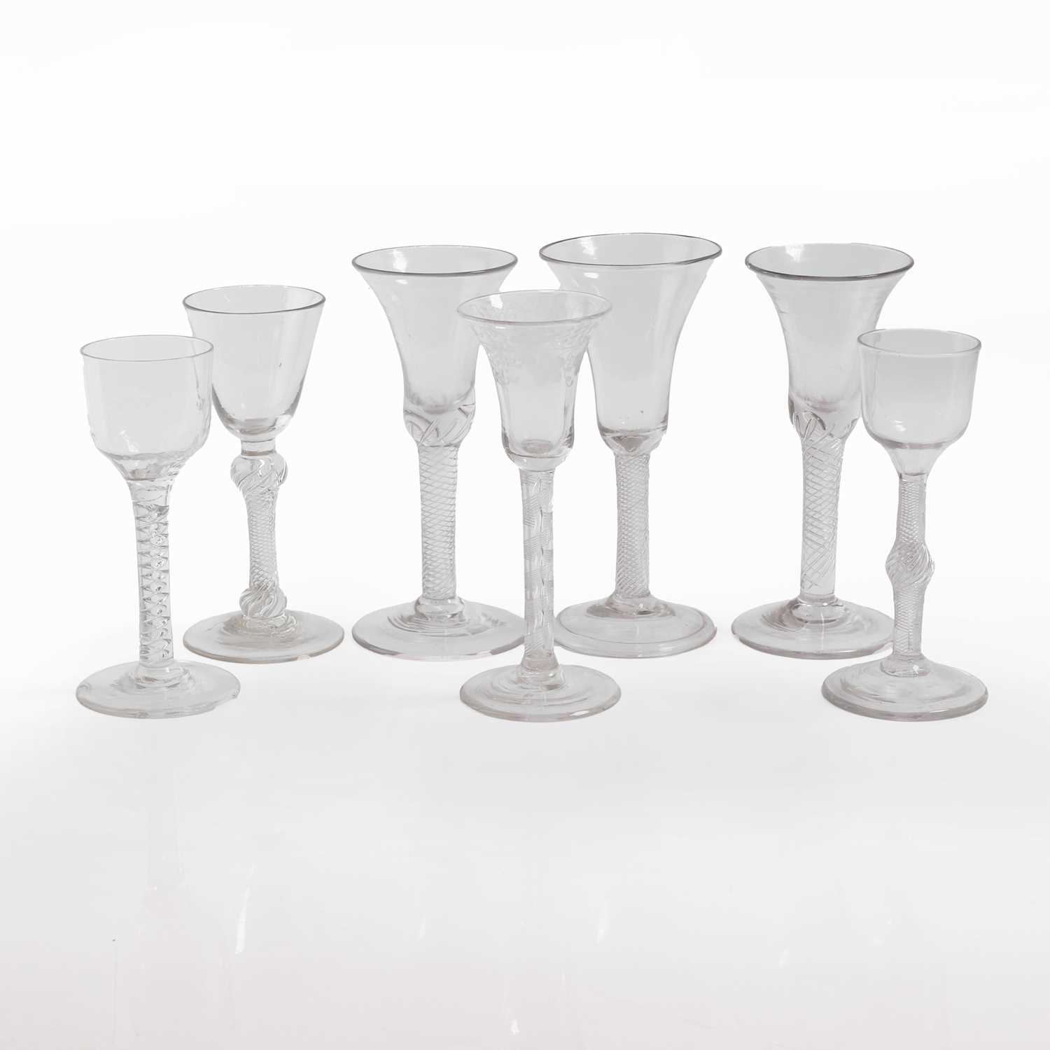 Lot 12 - A group of seven air-twist wine glasses