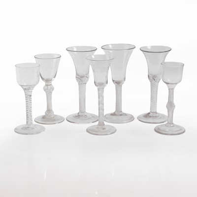 Lot 12 - A group of seven air-twist wine glasses