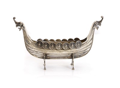 Lot 47 - A silver model of a Viking boat
