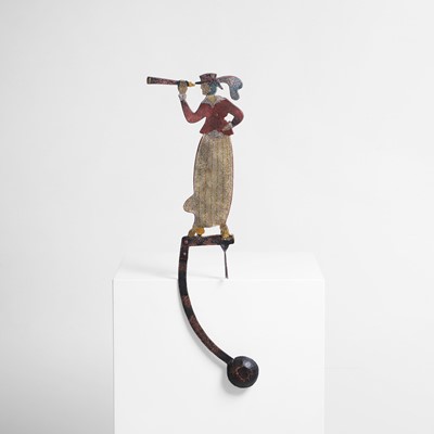 Lot 273 - A metal folk art counterbalance toy