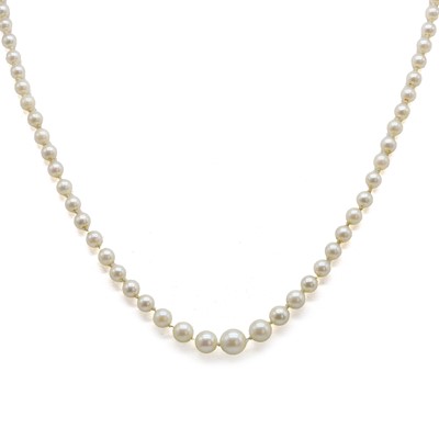 Lot 201 - A cultured pearl necklace with an early 20th century pearl and diamond clasp