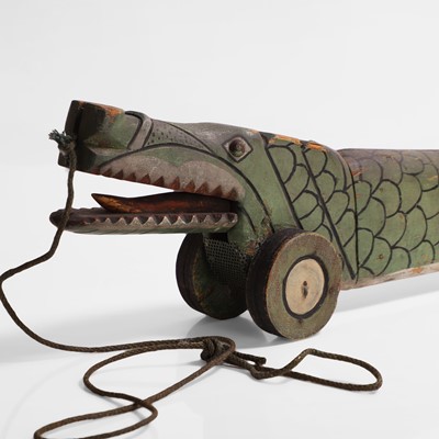 Lot 265 - A scratch-built pull-along crocodile toy