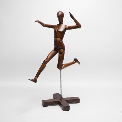 Lot A large walnut and maple artist's lay figure