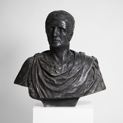 Lot 122 - A faux stone bust of a Roman emperor