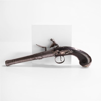 Lot 235 - A Queen Anne style cannon barrel flintlock pistol