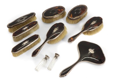 Lot 37 - A silver and tortoiseshell dressing table set