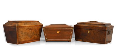 Lot 244 - A George III yew wood tea caddy