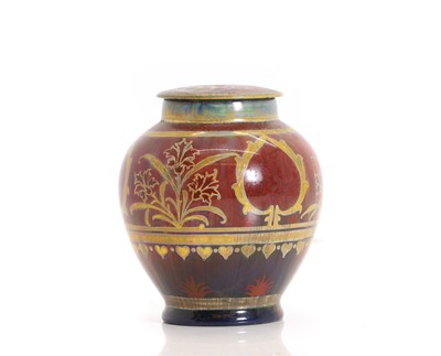 Lot 153 - A Royal Lancastrian Pilkington lustre vase and cover