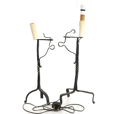Lot 238 - A near pair of wrought iron rush nips