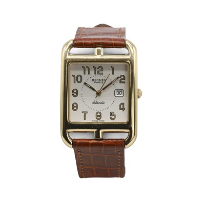 Lot 289 - An 18ct gold Hermès Cape Cod automatic strap watch