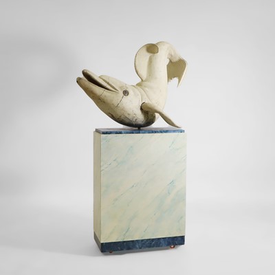 Lot 127 - A large hand-carved and hand-painted leaping dolphin