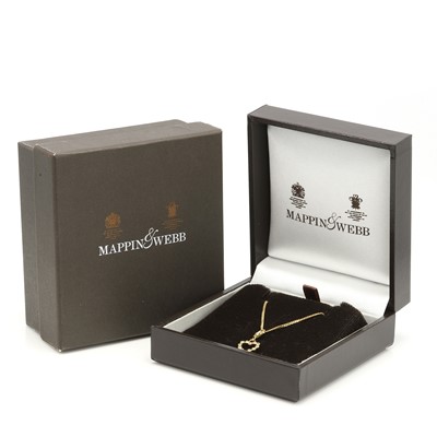Lot 87 - An 18ct gold diamond heart pendant necklace, retailed by Mappin & Webb