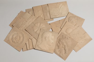 Lot 370 - A collection of twenty-four relief-moulded architectural design cards
